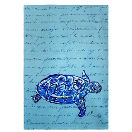 Betsy Drake Betsy Drake GT344 Blue Script Sea Turtle Guest Towel - 20 x 20 in. GT344